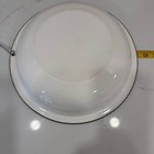 Vintage White Enamelware Wash Basin Bowl Pan - Black Rim   Hanging Hole