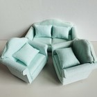 1 12 Dollhouse Miniature Sofa   2 Chairs Set Fabric Living Room Furniture