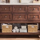 Large Rectangular Wicker Basket With Builtin Wooden Handles Water Hyacinth Woven