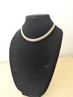 Beautiful Vintage Italian 14k Yellow Gold Wide Chain Necklace 17   Concave Shape