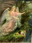 Vintage Guardian Angel Print With Child 8  X 11 