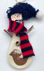 Set Of 7 Handmade Wooden Snowman Ornaments 4  Primitive Rustic Christmas Decor