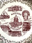 Vtg Madison Wisconsin Collector s Plate 9  Gold   Burgundy City Scenes Souvenir