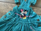 Vintage 90   s Mickey For Kids Teal Corduroy Overalls Dress Sz 4 Mickey Minnie