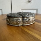 Vintage Godinger Silver Art Co Ltd 2 Heart Silver Plate Trinket Jewelry Box Boho
