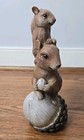 Squirrels On Acorn Figure Resin Autumn Fall Harvest 10 5 In