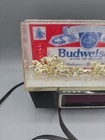 Budweiser Beer Vintage Lighted Bar Sign Red Clydesdale Register Shelf Clamp 80   s