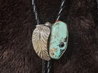 2x Western Cowboy Style Turquoise Silver Plate Bolo Ties Used