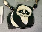 Lee Sands Vintage Panda Necklace   Earrings Set Mother Of Pearl   Black Onyx