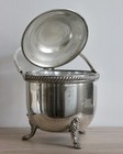 Vintage Silver-plated Pyrex Ice Bucket  Ornate Claw Feet  Removable Liner