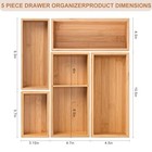 Bamboo Drawer Organizer 5 Pcs For Kitchen Multi-purpose Storage Dividers For 