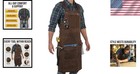 Work Apron  Waxed Canvas  Brown  27x34 Inches  7 Pockets  Tape Holder