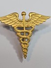 Caduceus Lapel Pin Gold Color Matte Finish Medical Symbol 2 Prongs