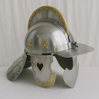 Medieval Steel   Brass Burgonet Helmet     Mid Century Replica Armor Decorative