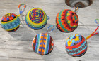 Huichol Beaded Art Spheres Lot Of 5 Mexican Folk Art Handmade Wix  rika Estate