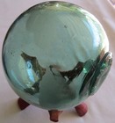 Japanese Glass Fishing Float 5  Aqua Makers Mark Wp  29 Glazing Vntg  stand