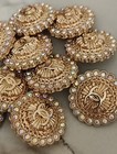 Lot Of 10 20mm Designer Button Chanel Button Replacement Gold Tone 