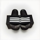 Adidas Adilette Comfort Unisex Black White Stripe Slides Mens 12 Womens 13 Nib