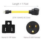 Nema 5-15p To 6-50r Adapter Cord  15amp Household Plug To 50amp Welder Female Po