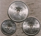 1952 Laos Lot Of Three Coins 10-20-50 Cents  unc 
