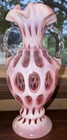Fenton Cranberry Opalescent Coin Dot 11  Two Handled Vase  194 - 1947 To 1950