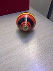 Vintage Handcrafted Hand Painted Wooden Spinning Top Toy Red Yellow Black