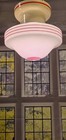 Antique Arts   Crafts Bungalow  Red   White Kitchen Ceiling Light Fixture 