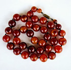 Antique Art Deco Bakelite Cherry Caramel Catalin Marbled Graduated Bead Necklace