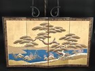 Vintage Japanese By  bu Folding Screen     4 Panel Hand-painted Pheasant Scene