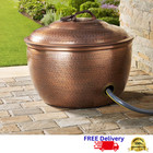 Antique Copper Metal Garden Hose Storage Pot Holds 110  Water Hose Hider Outdoor