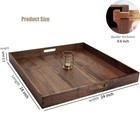 Magigo 24 X 24 Inches Extra Large Square Black Walnut Wood Ottoman Tray Handles