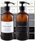 Set Of 2 Glass Soap Dispensers  16 Oz  Stainless Steel Pumps  Non-slip Base  Lab