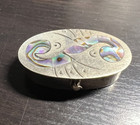 Vintage Silver Tone   Abalone Pill Box Or Trinkets Mexico 55