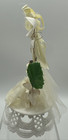 Vintage 1950s Bride Groom Cake Topper Plastic Lace Bottom Groom In Dark Jacket