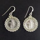 Vintage Mercury Dime Earrings 90  Silver Coins Rope Sterling Silver Bezels Hooks
