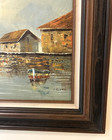 Original Signed Cliff Oil Painting -nautical Harbor Sailboat - Framed 28  X 24 