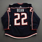 2021-22 Jake Bean Columbus Blue Jackets Game Used Worn Nhl Hockey Jersey Meigray