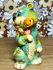 Vintage Groovy Psychedelic Tiger Coin Bank Retro Japan Mcm Paper Mache 60s 70s