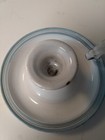 Antique French Enamelware Candleholder White With Blue Farmhouse