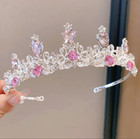 Rhinestone Princess Tiara Hair Band Bridal Wedding Prom Crown Headband Pink