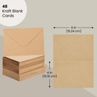 48 Pack Kraft Brown Blank Greeting Cards With Envelopes  Folded Cardstock For   