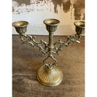 Vintage Brass 3 Arm Candelabra Pair Scroll French Baroque Taper Holders 6in