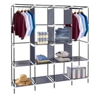 67  Portable Wardrobe Closet Clothes Storage Rack 12 Shelves Gray