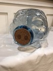 Libbey    this Little Piggy Went To Market    Blue Glass Pig Piggy Bank 5 Gallon Exc