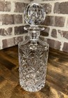 Block Vintage 24  Crystal Decanter Olympic Pattern W globe Stopper Heavy Pretty 