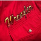 Vintage Wrangler Men Red Cotton Western Shirt Xl Embroidered Logo Long Sleeve 90