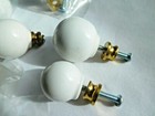 Vintage Lot Of 8 Round Ball White Ceramic Knob Drawer Pulls 2 Sizes 4 Each