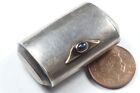 Antique Russian  Silver Gold Cabochon Sapphire Pill Box C1910 