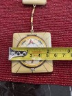 Vintage Art Deco Guilloch   Enamel Compact W  Lipstick Holder Chain Floral Vanity