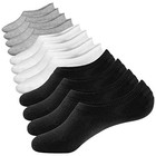 No Show Socks 6 Pairs Non Slip Cotton Low Cut Invisible 6-10 2black2white2grey